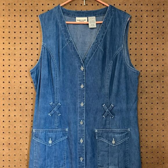 Vintage Denim Jean Dress Faded Glory Maxi Y2k Western Country Modest 90s Mom XL - Picture 1 of 8